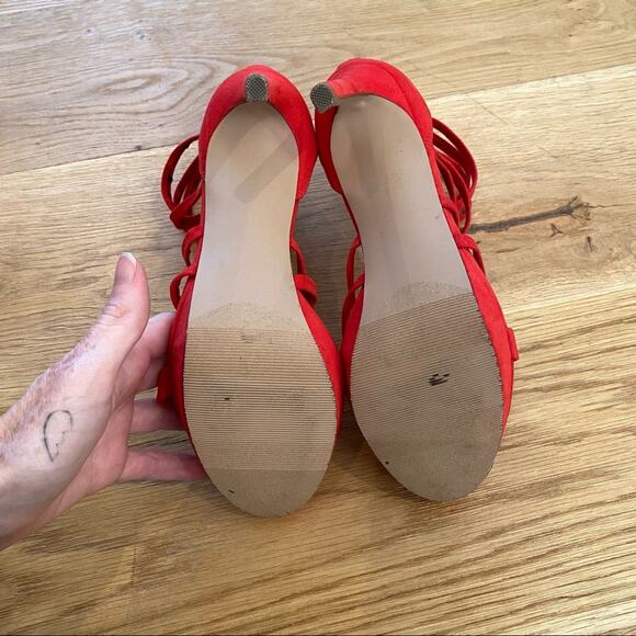 Guess Strappy Platform Stiletto Heels in Red - Picture 6 of 8